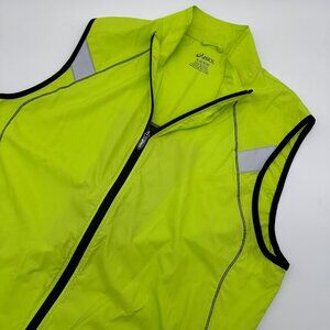 Asics Men's Shosha Reflective Full Zip Pocketed Running Vest, Size XL, Neon Lime